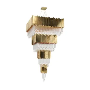 1510015-48" - 4 layer Sq brubeck Crystal Chandeleir