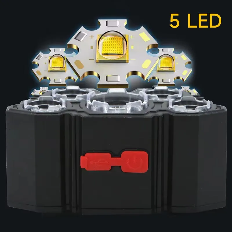 5-LED Rechargeable Headlamp – Bright Light for Camping, Fishing & Adventure